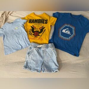 Toddler Boys Bundle with 3 tees and NWOT Cat and Jack Shorts